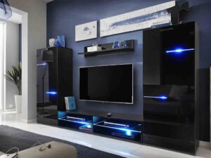 Czarna Nowoczesna Meblościanka Isla