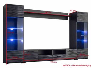 miniaturka Czarna Meblościanka RTV 260 cm Mia