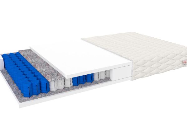 Materac z pianką HR i białą przekładką, rdzeń sprężynowy pocket