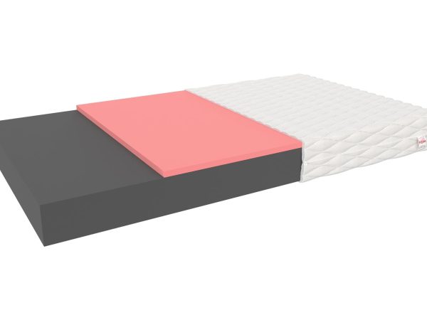 Materac z pianką termoelastyczną w kolorze różowym i grafitowym rdzeniem