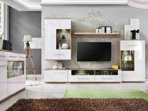 Meblościanka Biała z Drewnem Isabella