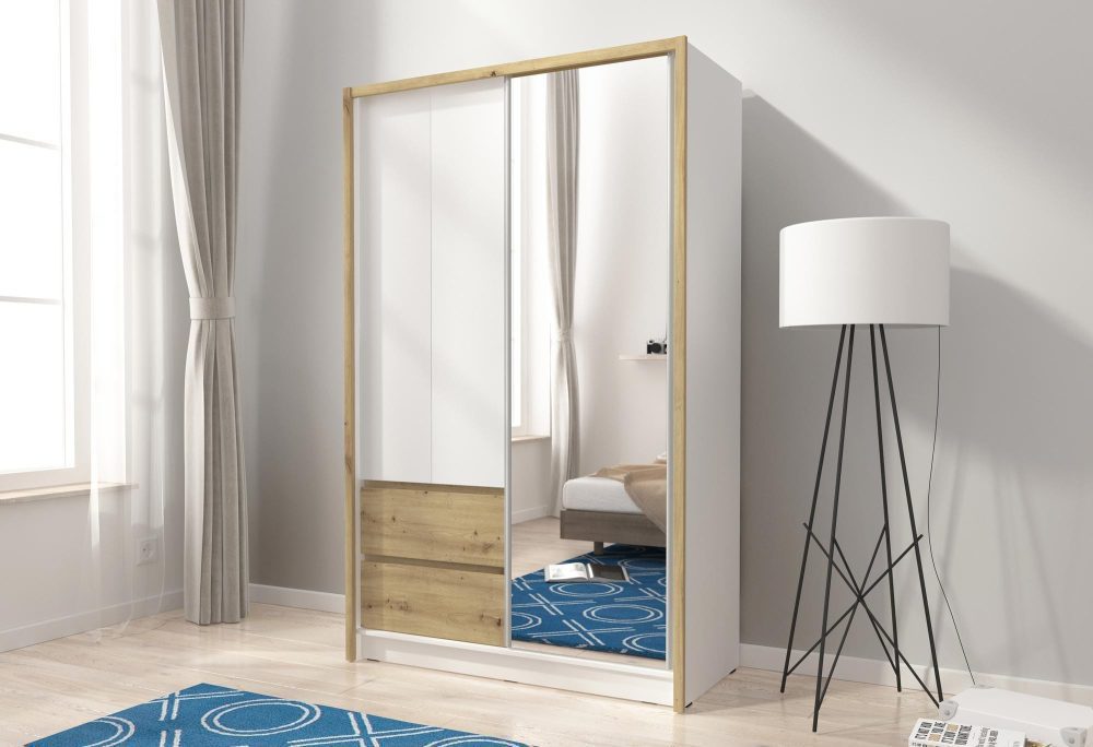 Przesuwna szafa z lustrem i szufladami CERES 130cm - obrazek 8