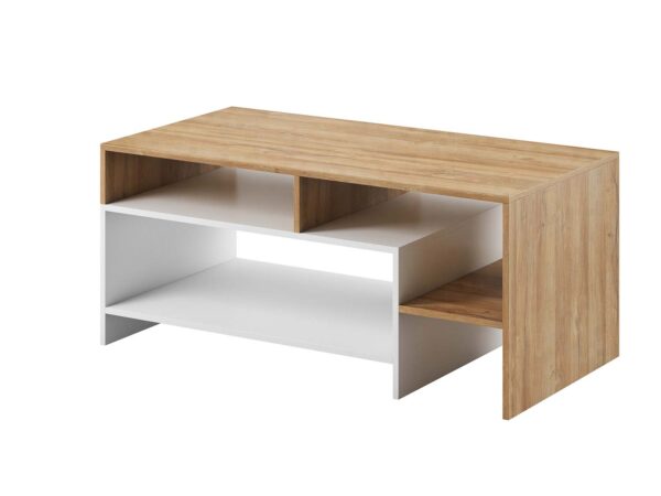 Biurko narożne z otwartymi półkami w dekorze dąb sonoma i białym