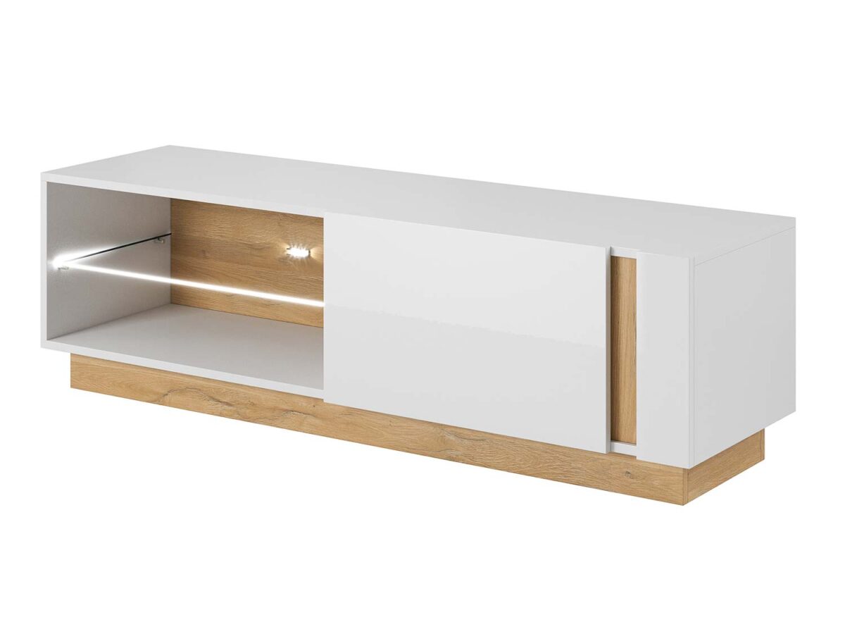 Szafka RTV biała z drewnem AYGO