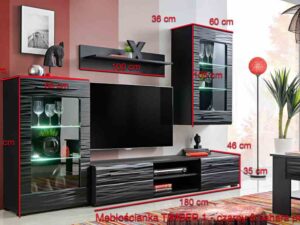 miniaturka Czarna Meblościanka 240 cm z LED Chloe 1