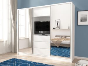 miniaturka Pojemna szafa z lustrem i wnęką TV SEZAR