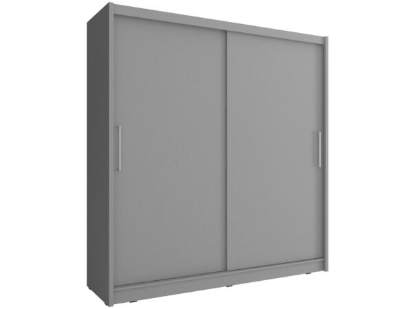 Grafitowa szafa z gładkimi, przesuwnymi drzwiami