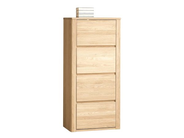 Wąska komoda z trzema frontami z litego dębu w jasnym odcieniu