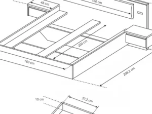 miniaturka Łóżko ze stolikami nocnymi AVALON