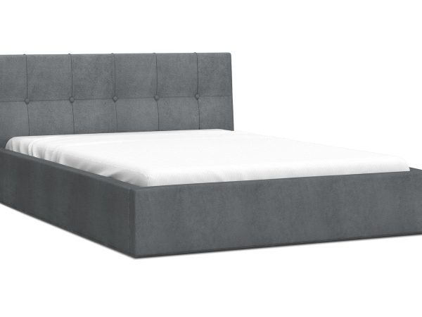 Ciemnoszare łóżko kontynentalne z prostym zagłówkiem