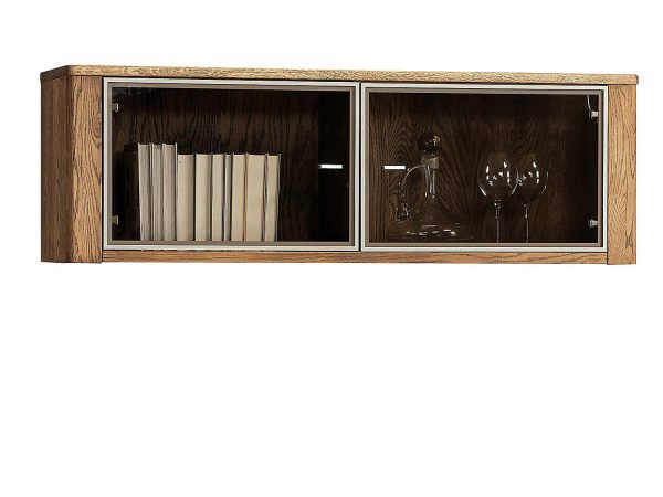 Szafka wisząca z dwiema przeszklonymi częściami i oświetleniem