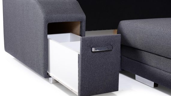 miniaturka Turkusowy Narożnik Z Pufą I Schowkiem FERRAZ