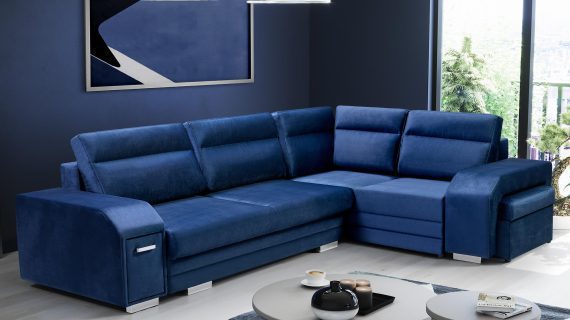 miniaturka Turkusowy Narożnik Z Pufą I Schowkiem FERRAZ