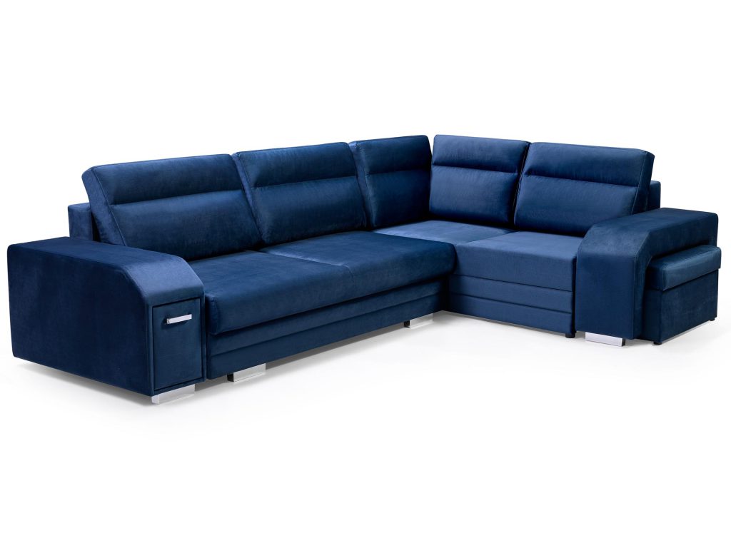 Turkusowy Narożnik Z Pufą I Schowkiem FERRAZ