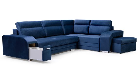 miniaturka Turkusowy Narożnik Z Pufą I Schowkiem FERRAZ