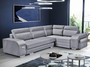 miniaturka Turkusowy Narożnik Z Pufą I Schowkiem FERRAZ