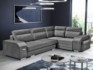 miniaturka Turkusowy Narożnik Z Pufą I Schowkiem FERRAZ