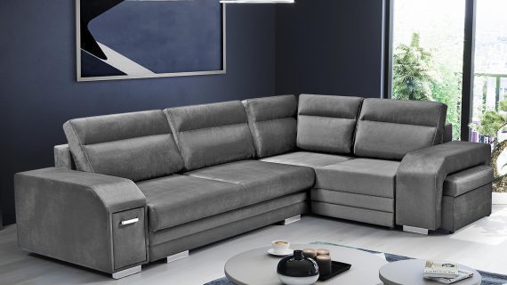 miniaturka Turkusowy Narożnik Z Pufą I Schowkiem FERRAZ