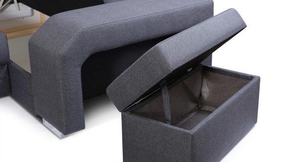 miniaturka Turkusowy Narożnik Z Pufą I Schowkiem FERRAZ