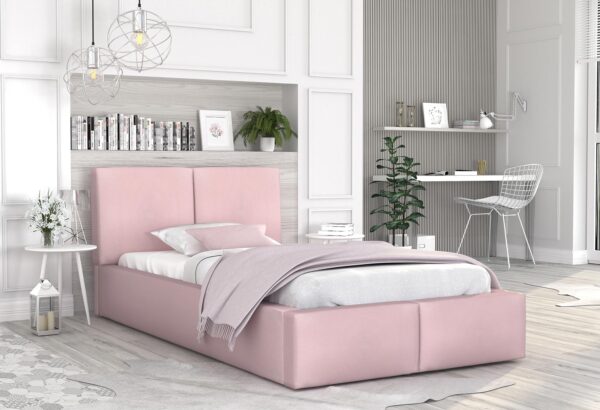 Nowoczesne różowe łóżko w aranżacji kobiecej sypialni