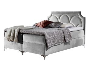 Szare Łóżko Tapicerowane NIKAHO
