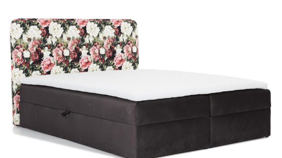 Łóżko W Kwiaty Tapicerowane YOKATE