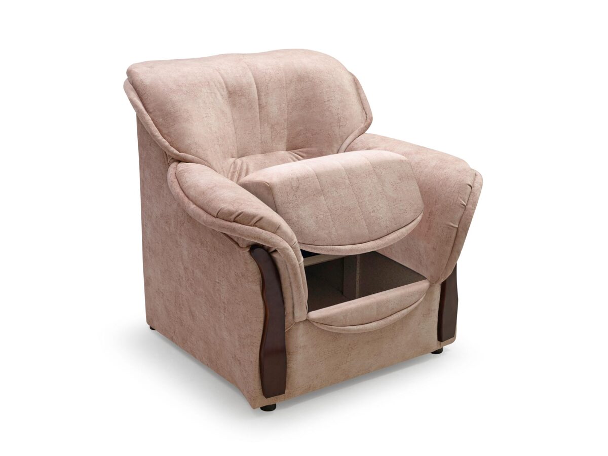 Beżowy fotel z pojemnikiem na pościel, styl klasyczny