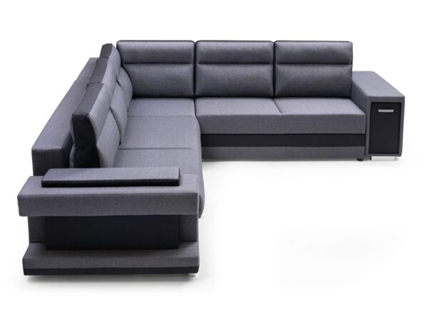 Duży narożnik szary z rozkładanym siedziskiem, styl nowoczesny