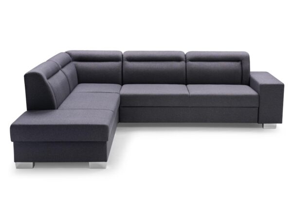 U-kształtny narożnik w grafitowej tapicerce z minimalistycznym wykończeniem