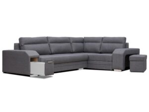 miniaturka Turkusowy Narożnik Z Pufą I Schowkiem FERRAZ