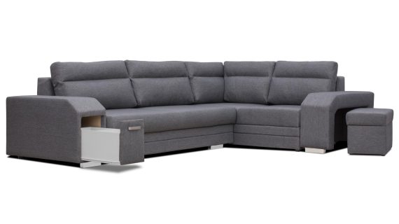 miniaturka Turkusowy Narożnik Z Pufą I Schowkiem FERRAZ