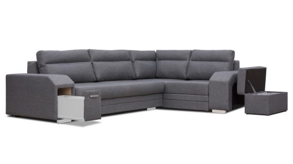 miniaturka Turkusowy Narożnik Z Pufą I Schowkiem FERRAZ