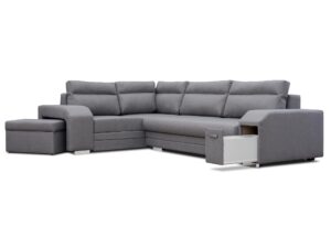 miniaturka Turkusowy Narożnik Z Pufą I Schowkiem FERRAZ