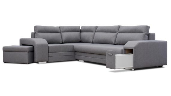 miniaturka Turkusowy Narożnik Z Pufą I Schowkiem FERRAZ