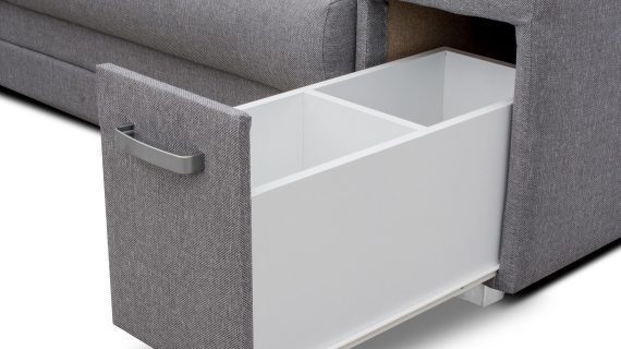 miniaturka Turkusowy Narożnik Z Pufą I Schowkiem FERRAZ