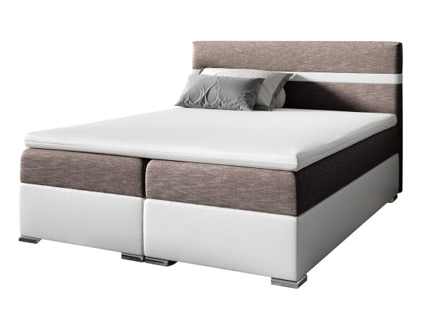 Dwukolorowe łóżko kontynentalne z kontrastową tapicerką i zagłówkiem