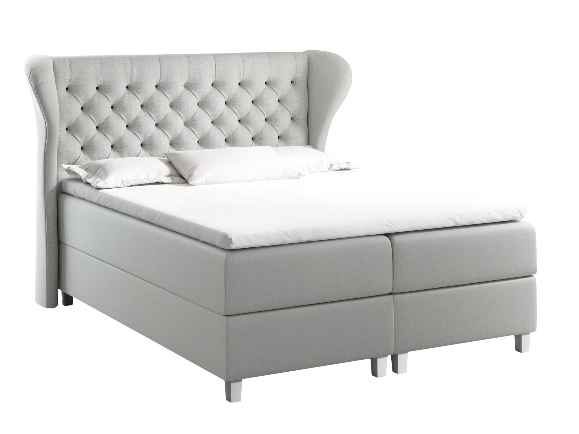 Łóżko Z Zagłówkiem Pikowanym FUTTSU białe tło