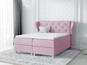 miniaturka Różowe Łóżko Tapicerowane OKAZAKI
