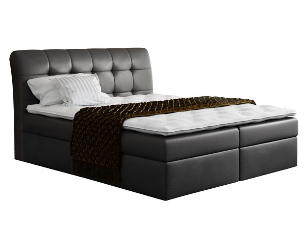 Łóżko Skórzane Lub W Tkaninie HIROSAKI białe tło