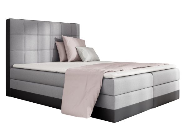 Ciemnoszare łóżko z pasami kolorystycznymi w stylu gradientu