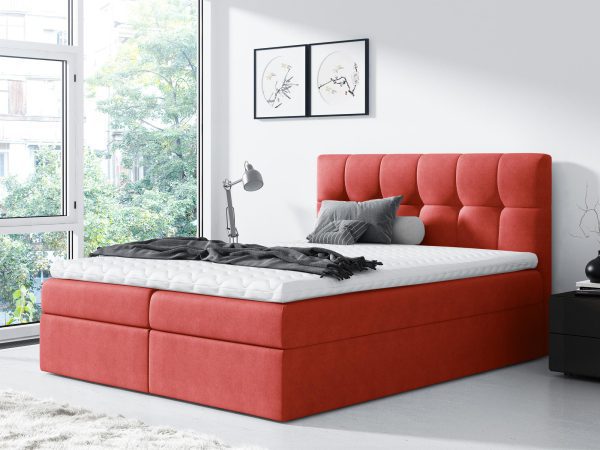 Ceglane łóżko kontynentalne z dekoracyjnym zagłówkiem do sypialni glamour