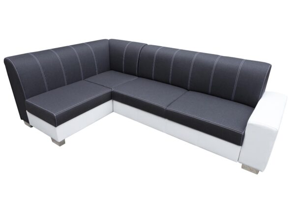 Narożnik grafitowy z wysokimi oparciami i chromowanymi nogami