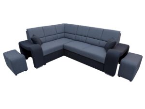 miniaturka Czarny Narożnik Z Pufą TEMBISA