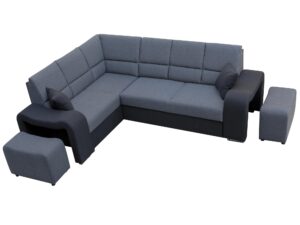 miniaturka Czarny Narożnik Z Pufą TEMBISA