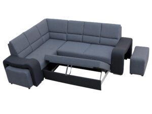 miniaturka Czarny Narożnik Z Pufą TEMBISA