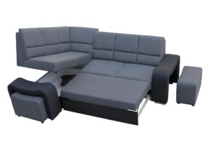 miniaturka Czarny Narożnik Z Pufą TEMBISA