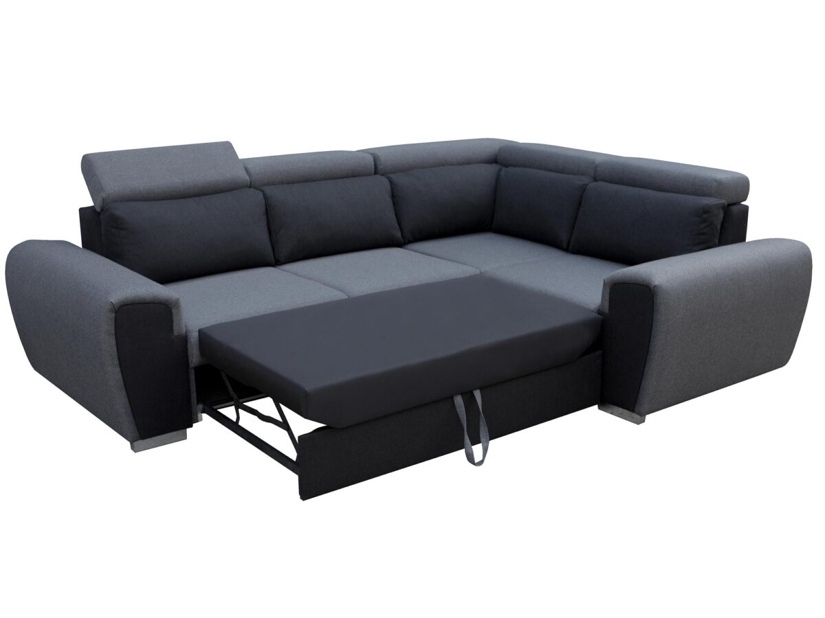 Duży narożnik w kształcie U z wysuwaną funkcją spania