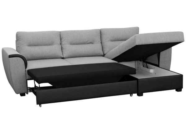 Szary narożnik z czarnym spodem i funkcją rozkładania