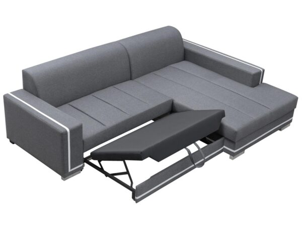 Narożnik z rozkładanym materacem i tapicerowanymi bokami