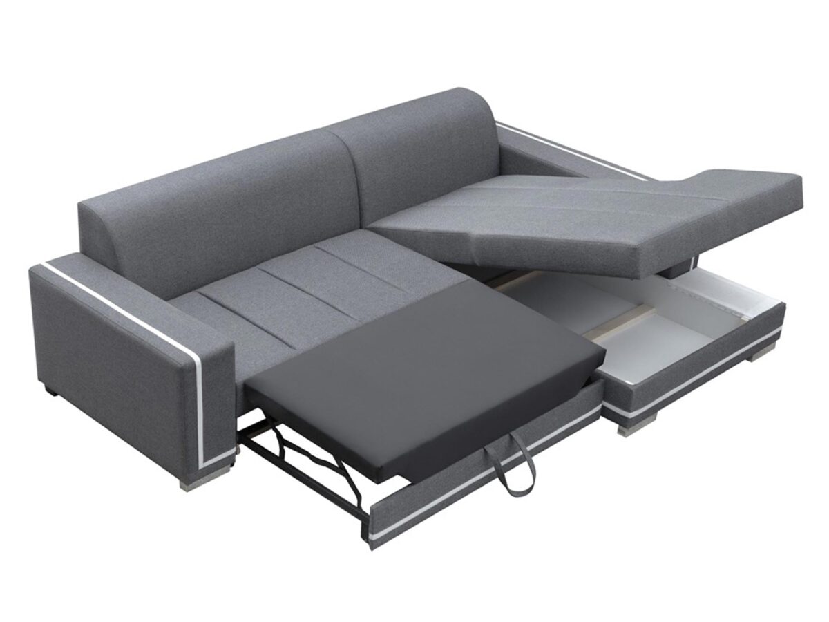 Narożnik z funkcją spania i mechanizmem wysuwania materaca